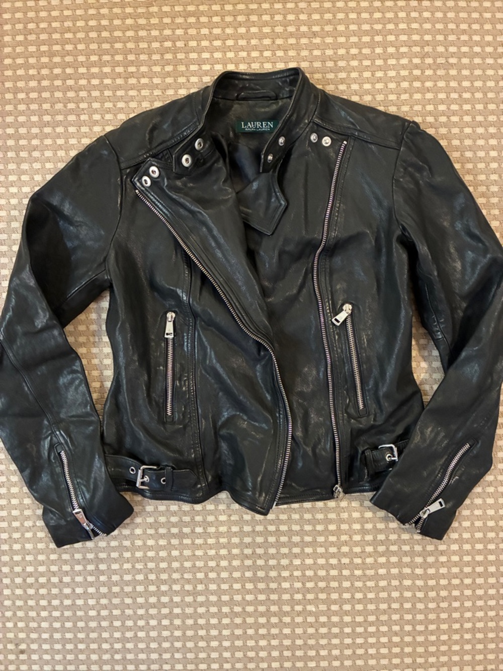 Ralph Lauren Black Leather Moto Jacket